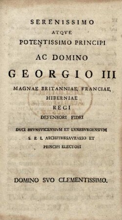 Serenissimo... GEORGIO III