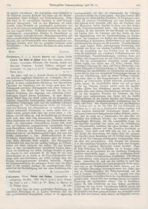 219-221 [Rezension] Lietzmann, Hans, Petrus und Paulus. Literarische und archäologische Studien