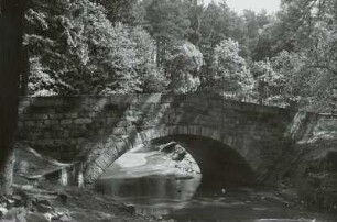 Dresdner Heide, Gänsefußbrücke über die Prießnitz. Wiederaufbau nach Hochwasser 1926