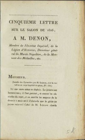 Cinquième: [...]