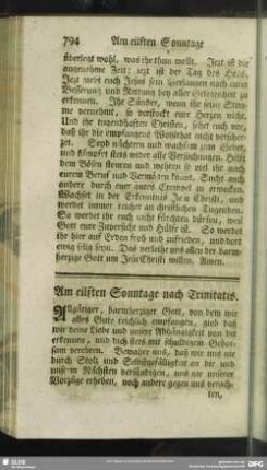 Am eilften Sonntage nach Trinitatis