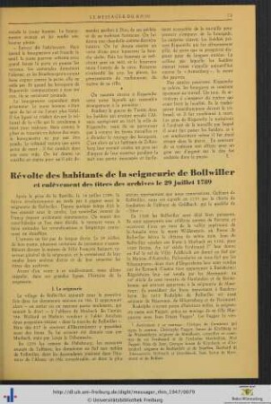 Révolte des habitants de la seigneurie de Bollwiller.