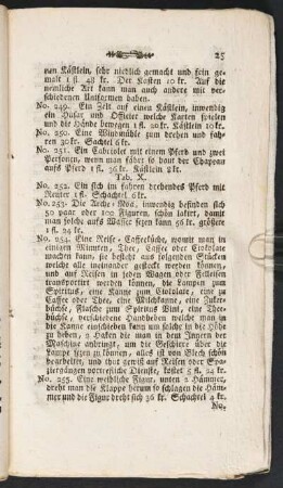 Tab. X. [Beschreibung]; No. 252.-276.