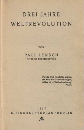 Drei Jahre Weltrevolution