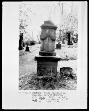 Grabsäule von F. B. Ries und V. M. Ries, geborene von Gehren