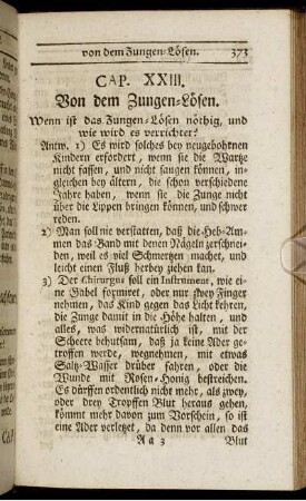 Cap. XXIII. Von dem Zungen-Lösen.