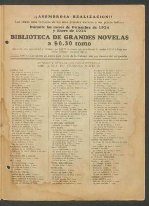Biblioteca de grandes novelas a $0.30 tomo