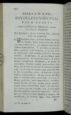 Bulla S. D. N. PII, Divina Providentia Papæ Quarti.