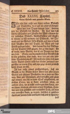 Das XXXVI. Capitel. Seine Stärcke und getroster Muth.