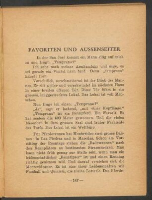 Favoriten und Aussenseiter