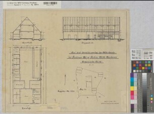 Gemen (Borken) Bauerschaft Wirthe Pachtung Böing Erweiterung des Wohnhauses Grundriß, Schnitte, Lageplan 1913 1 : 100/500 51 x 62 Zeichnung Landsberg-Velensches Bauamt Landsberg-Velen