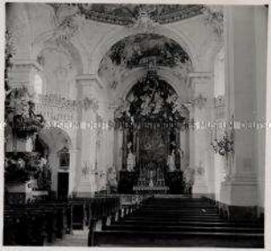 Rott am Inn, Kloster, Blick gegen Chor und nordöstlicher Diagonal-Kapelle