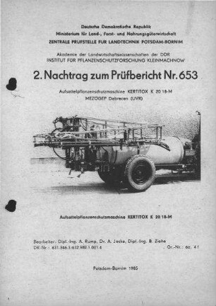 Aufsattelpflanzenschutzmaschine KERTITOX K 20/18-M