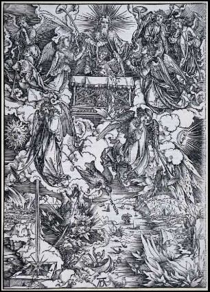 Die sieben Posaunenengel, aus der Folge der Apokalypse, Latein-Ausgabe 1511