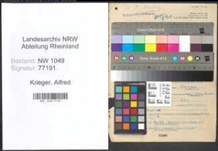 Entnazifizierung Alfred Krieger , geb. 26.01.1896 (Arbeiter)
