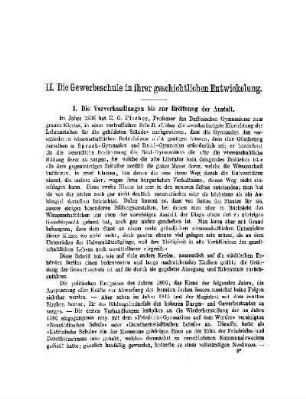 II. Die Gewerbeschule in ihrer geschichtlichen Entwickelung