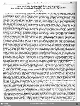 Eine vorteilhafte Arbeitsmethode beim Aufsetzen neuer, ohne lästige und zeitraubende Nachhilfen gut regulierender Spiralfedern (Schluss aus Nr. 24)