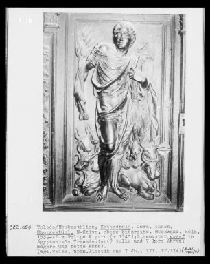 Trascoro de la catedral de Toledo, Nordseite, obere Sitzseite, Rückwand: Josef in Ägypten als Traumdeuter