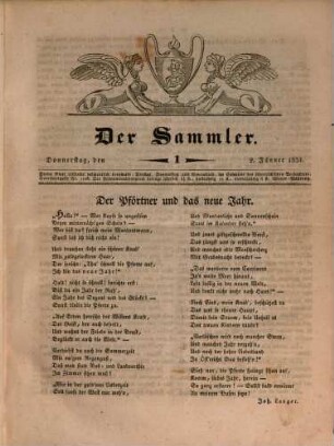 Der Sammler : ein Unterhaltungsblatt. 26. 1834, [1]