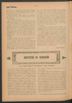 Institutos de educación : La escuela normal de Paris