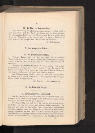 20. Die Münz- und Kunstsammlung.