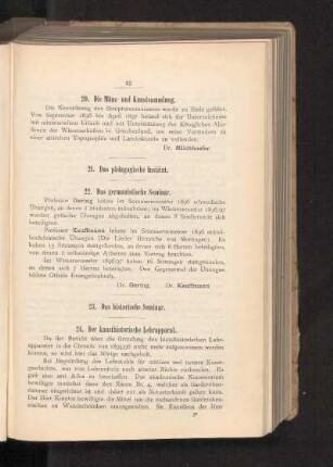 20. Die Münz- und Kunstsammlung.
