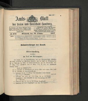 No. 276, 31. Oktober 1917