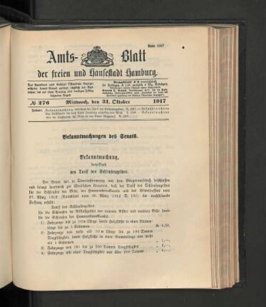 No. 276, 31. Oktober 1917