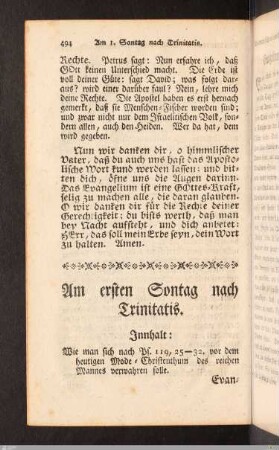 Am ersten Sontag nach Trinitatis.