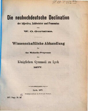 Jahresbericht des Königlichen Gymnasiums zu Lyck : für das Schuljahr ..., 1876/77
