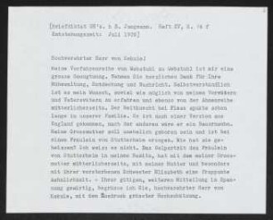Brief von Gerhart Hauptmann an Stephan Kekulé von Stradonitz