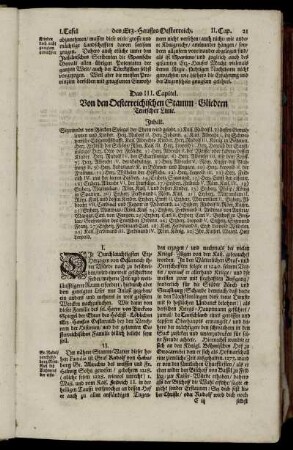 Das III. Capitel. Von den Oesterreichischen Stamm-Gliedern Teutscher Linie.