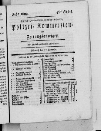 46tes Stück, Ausgabe vom 17. November 1802