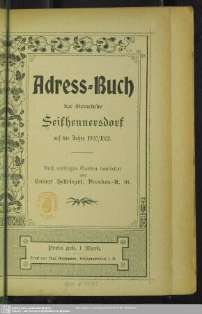 1900/01(1900): Adress-Buch der Gemeinde Seifhennersdorf : auf d. Jahre ...