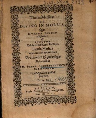 Theses Medicae De Divino In Morbis