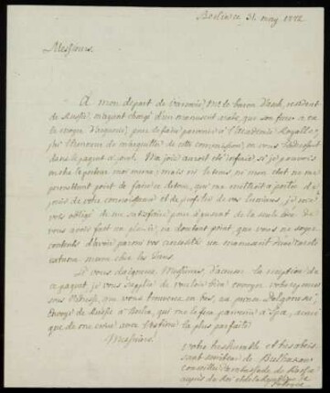 [Brief von Bulgakov an namentlich nicht genannte(n) Adressaten vom 31.05.1772]