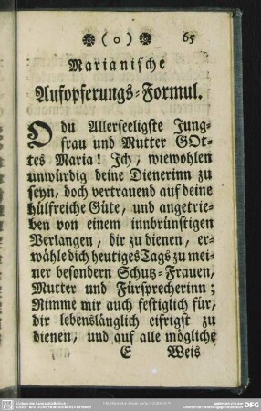 Marianische Aufopferungsformul