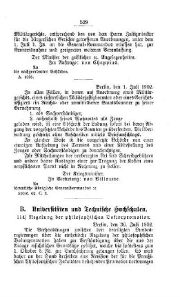 Regelung der philosophischen Doktorpromotion : [B. Universitäten und Technische Hochschulen]
