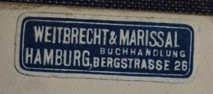 Buchhandlung Weitbrecht & Marissal (Hamburg) / Etikett:Buchhändler/Buchhändlerin