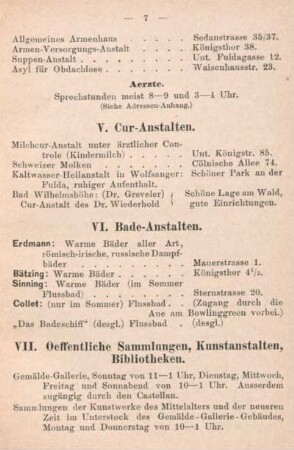 V. Cur-Anstalten.