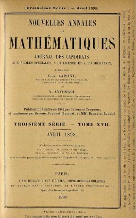 Troisième Série. Tome XVII. Avril 1898.