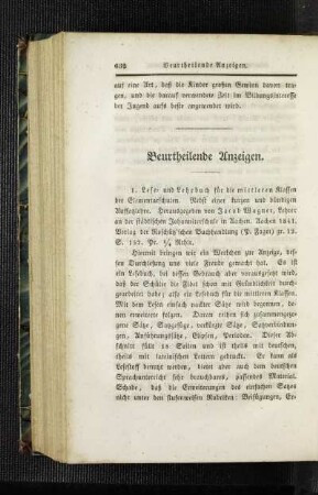 Beurtheilende Anzeigen