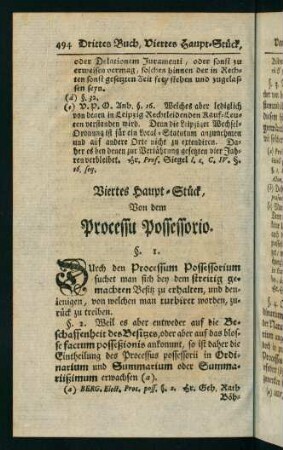494-514, Viertes Haupt-Stück, von dem Processu Possessorio