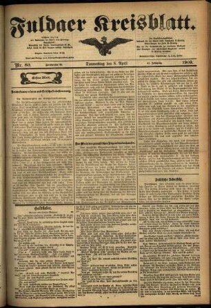 Erste Ausgabe vom Donnerstag, den 08. April 1909.