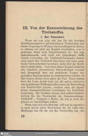 III. Von der Kennzeichnung des Treibstoffes