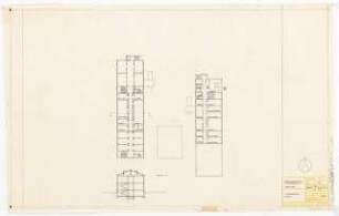 Forschungsinstitut für angewandte Mikroskopie, Photographie und Kinematographie, Karlsruhe: Vorentwurf. Grundriss, Schnitt Untergeschoss 1:200