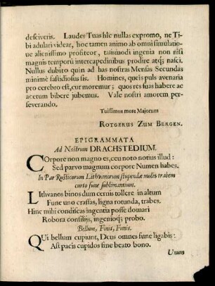 Epigrammata Ad Nostrum Drachstedium.