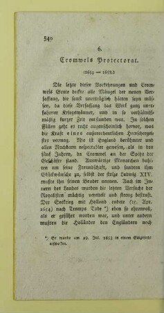 6. Cromwels Protectorat. (1653 - 1658.)