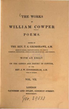 The works of William Cowper. Vol. 7