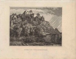 Burg (Schloss) Wolkenstein im Erzgebirge über der Zschopau, aus Schiffners Beschreibung von Sachsen um 1840